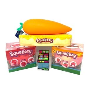 Sunny Days Squeezy LOT OF 5 Butter, Strawberry, Peach, Carrot, Needoh